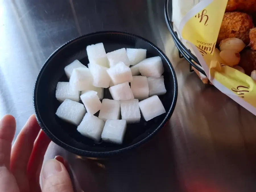 Bowl of pickled radish from the self-bar