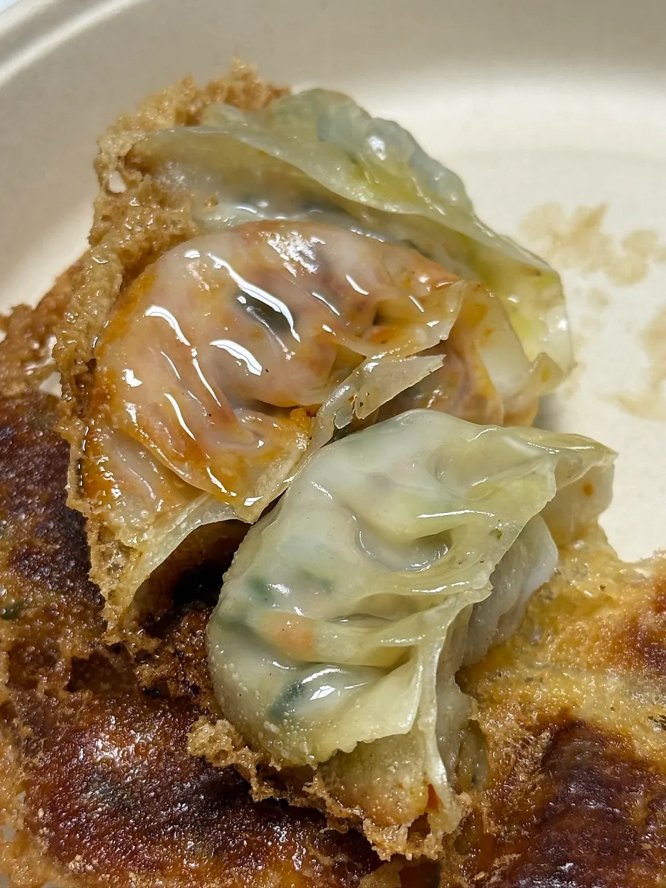 MANDOO BAR gyoza with crunchy crust on the bottom