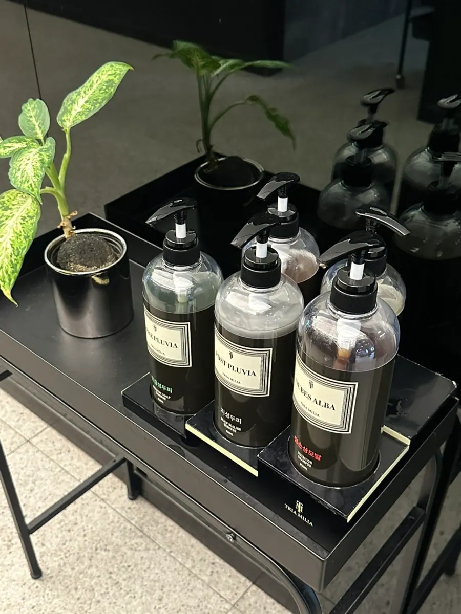 Tria Milia line products used for shampoo