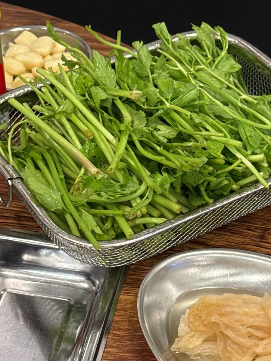 Side dishes including scallion kimchi