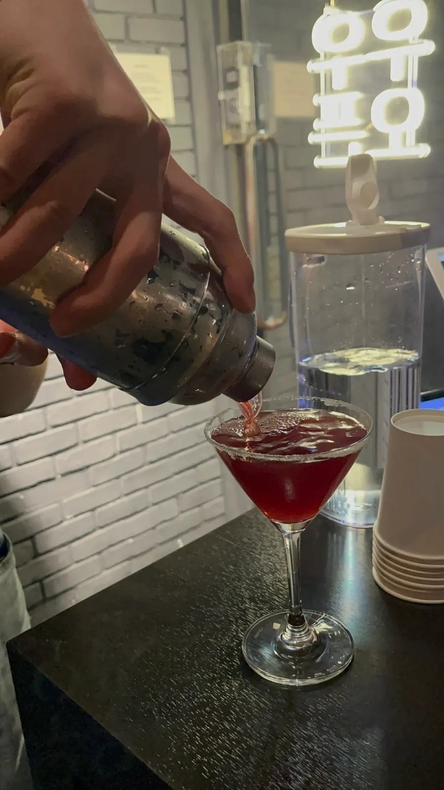 Shaker performance for Woo Woo's signature cocktail