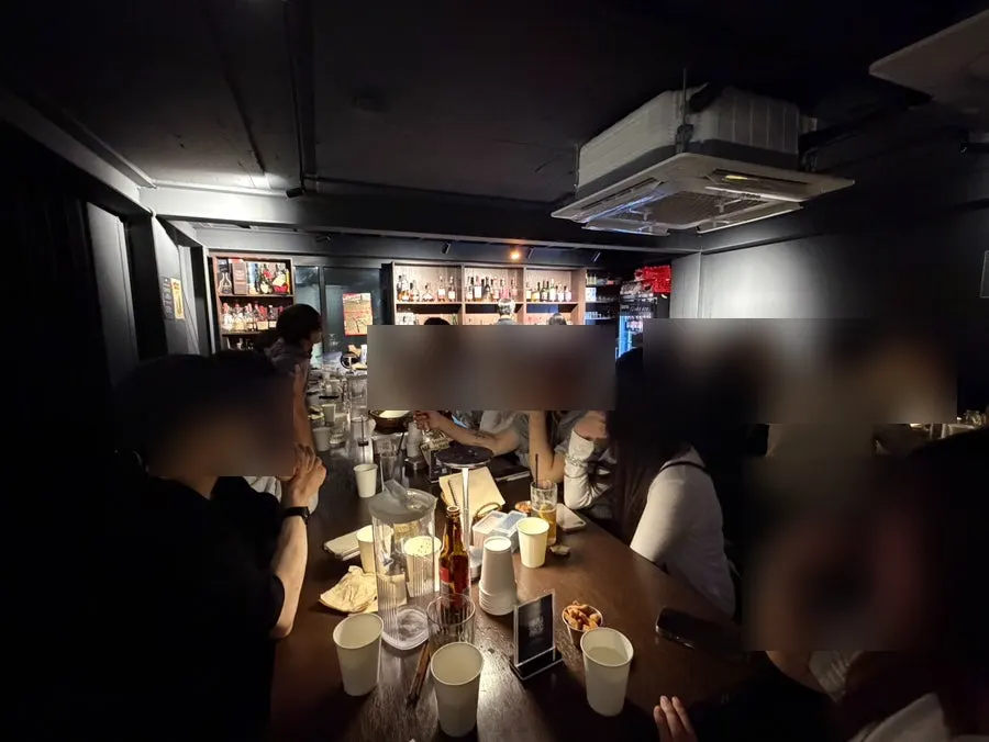 Full view of the bar table area at Woo Woo