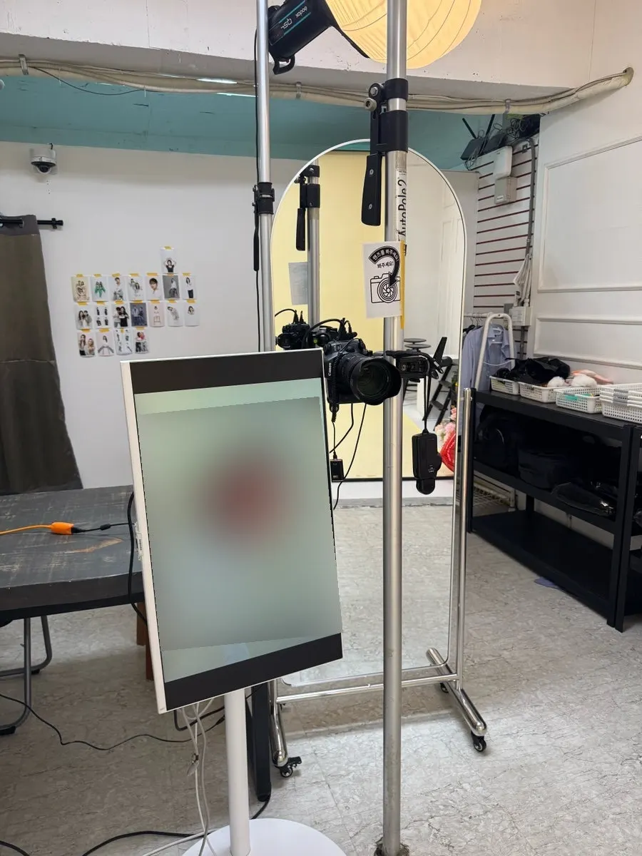 Monitor and camera for checking photos right after shooting