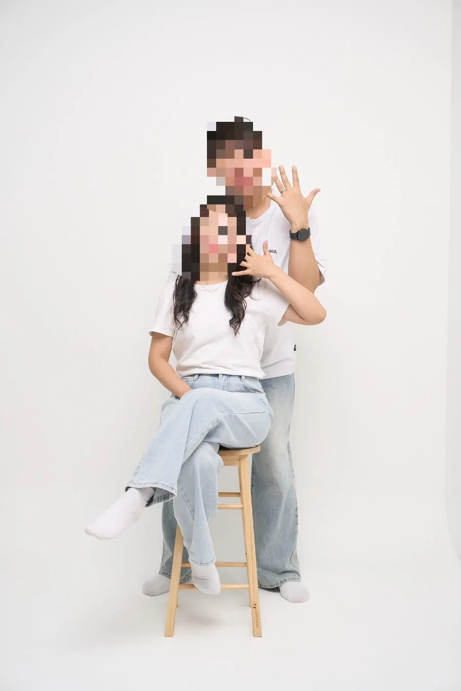 Hip-styled self-wedding shot with sunglasses