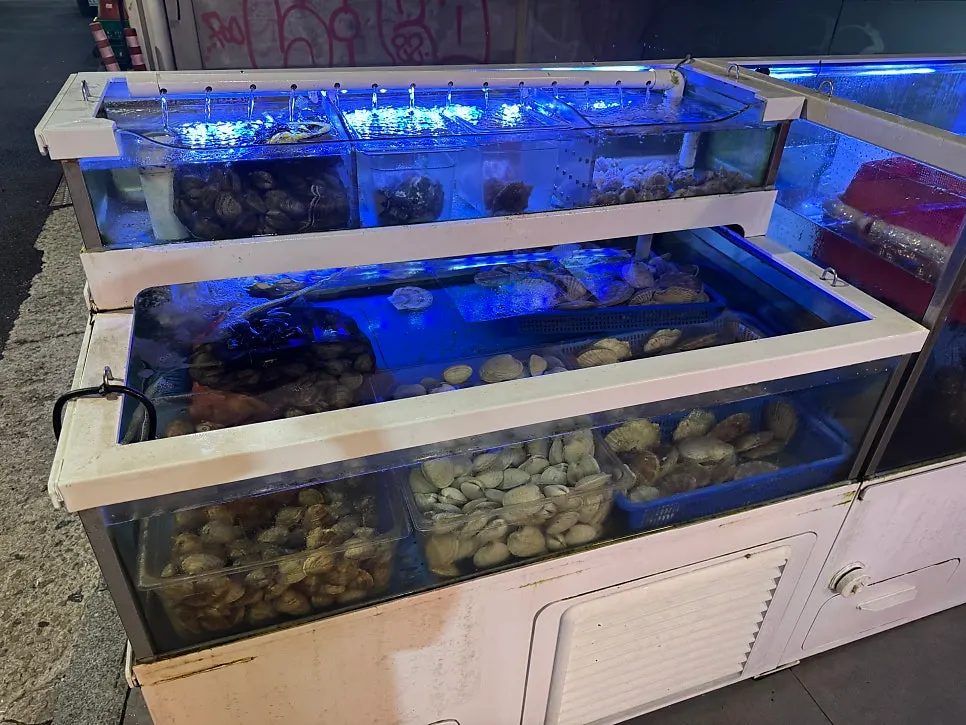Cleanly maintained restaurant seafood tank