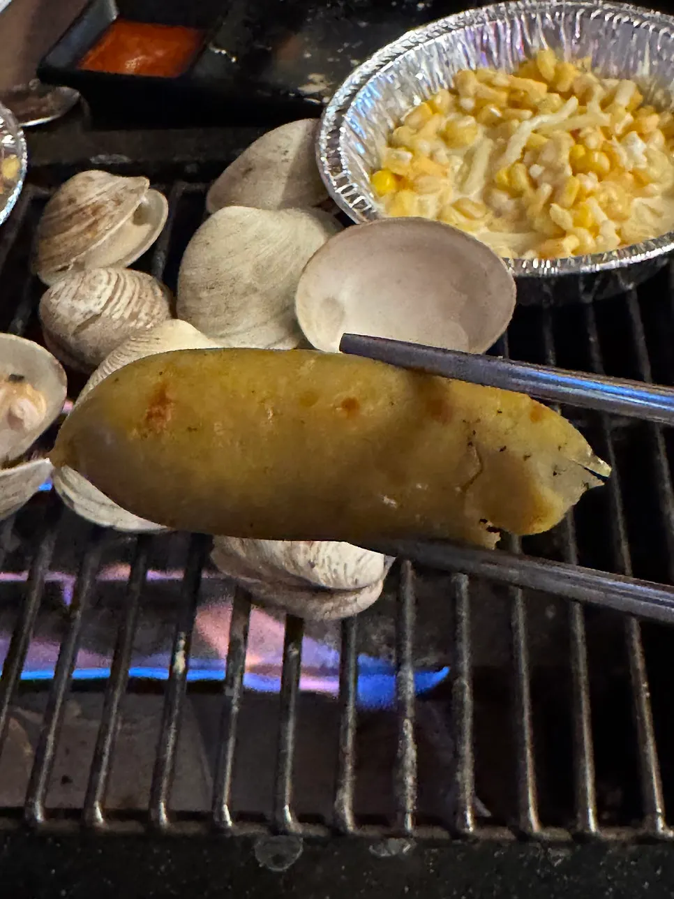 Barbecue ham grilling on the grill