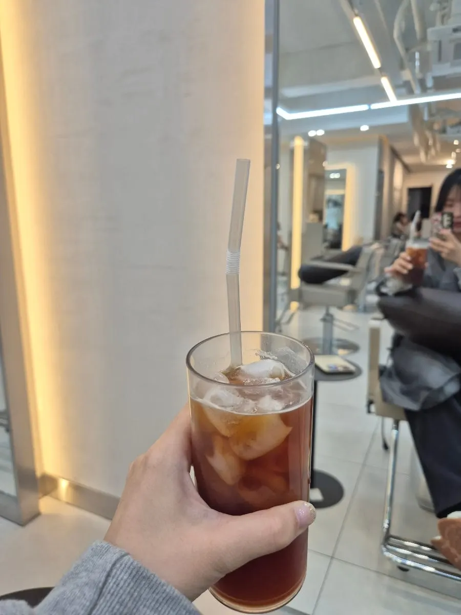 Iced americano served at the salon