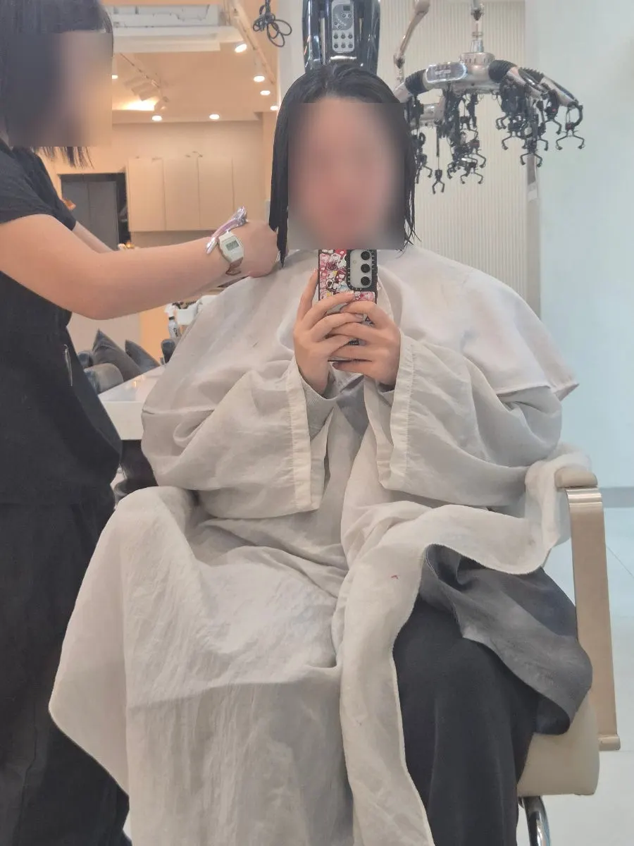 Bangs length before the cut