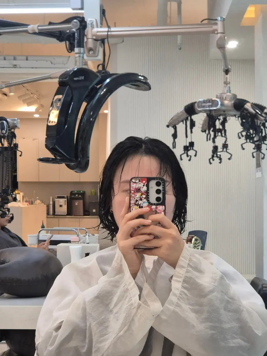 Curls set before blow-drying