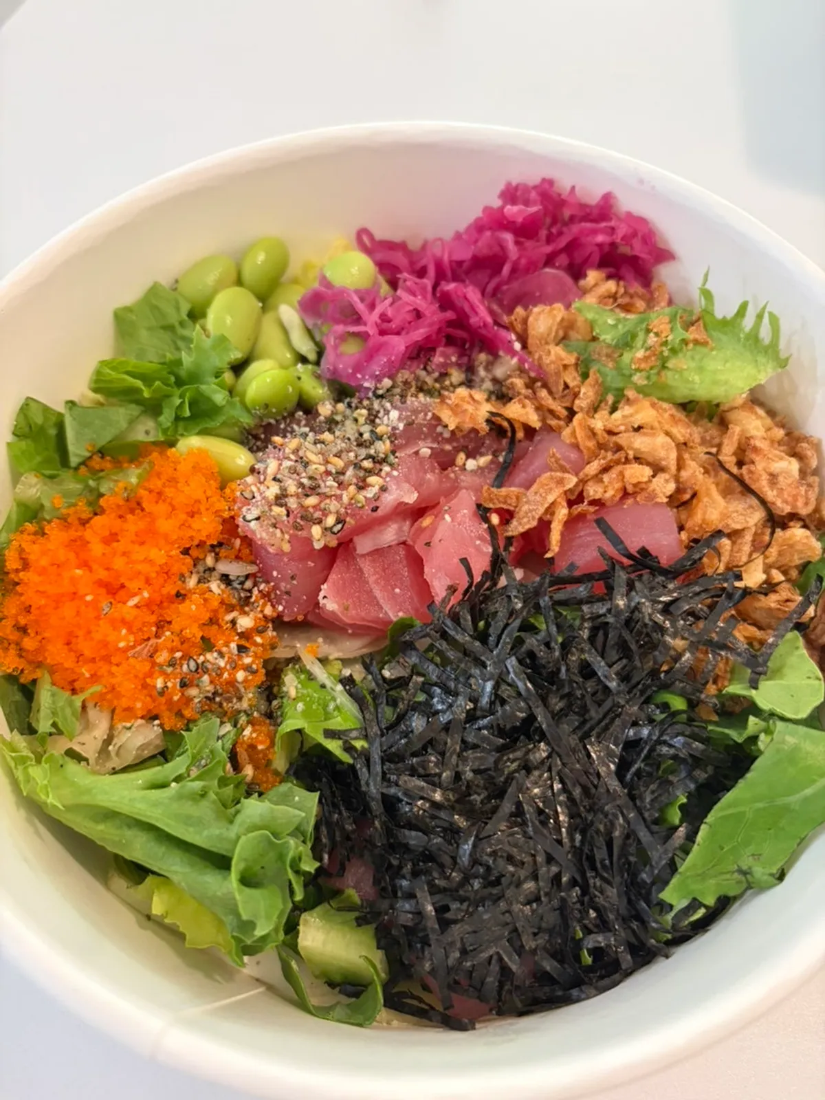 Tuna poke ordered with the salad-only option