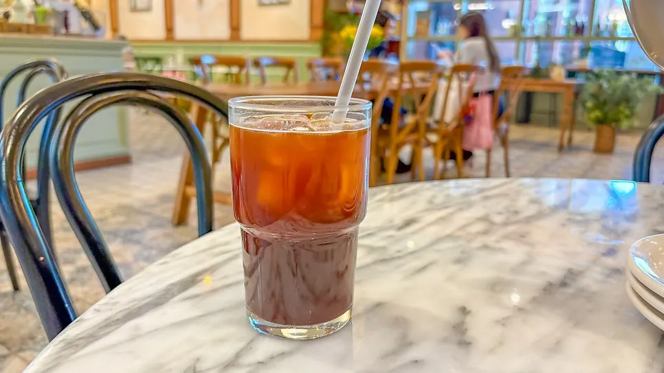 Iced americano placed on the table