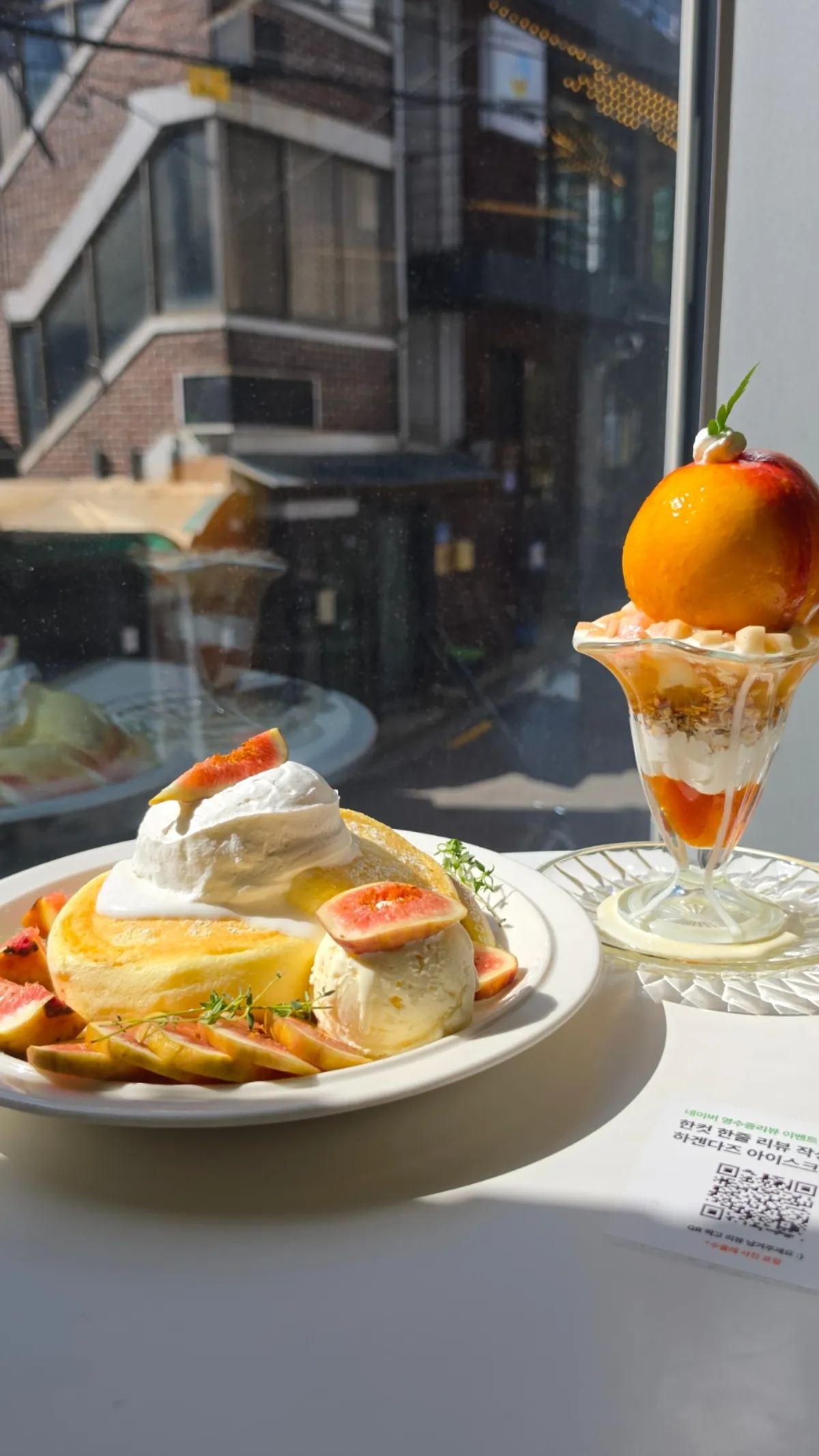 Hongdae soufflé and fruit parfait desserts