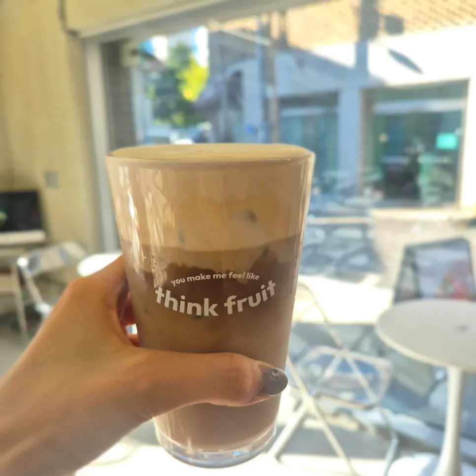 Close-up of the salted cream layered on top of the milk tea