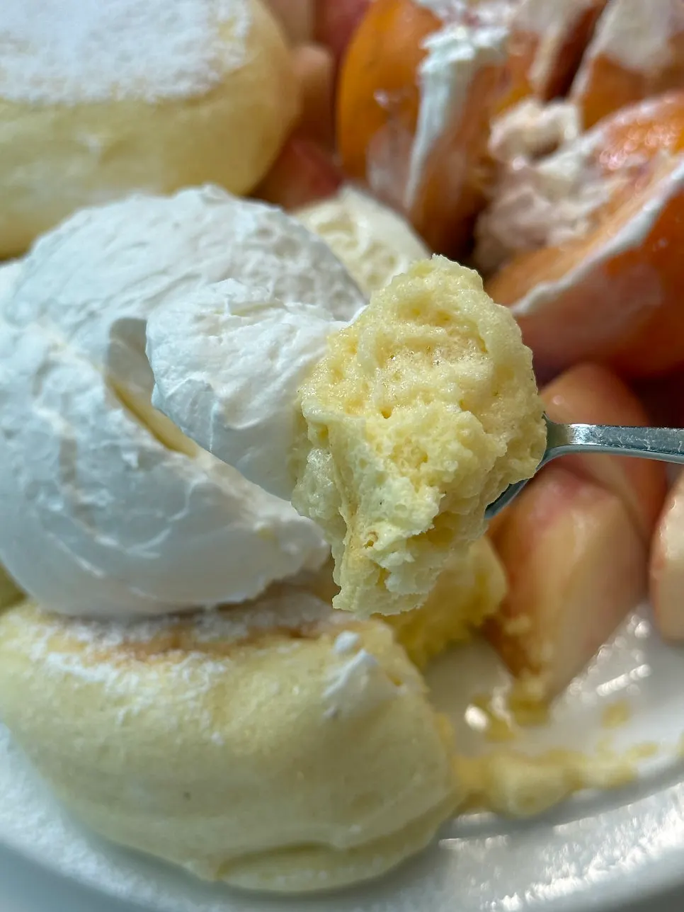 A cross-section of the fluffy soufflé