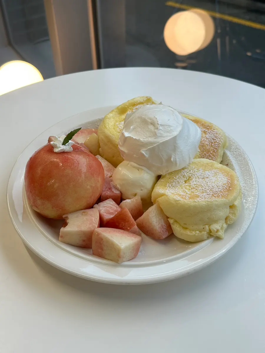 A plate of Think Fruit's peach soufflé