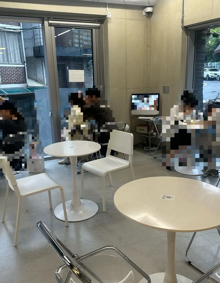 Café interior with customers on a weekday afternoon