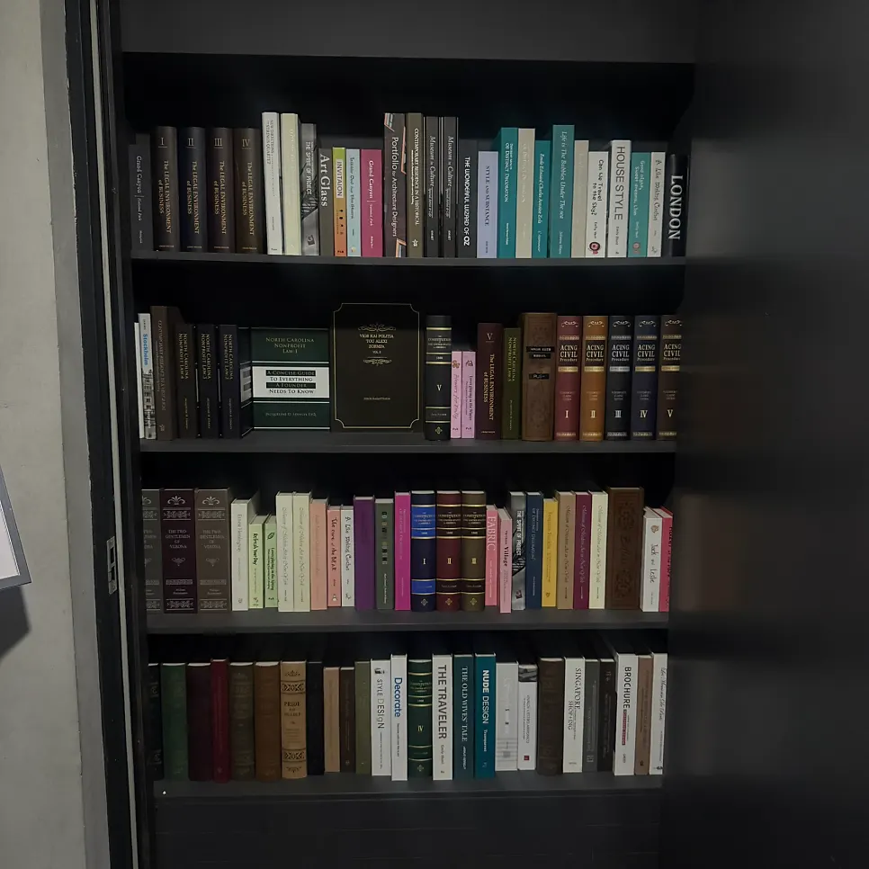 Bookshelf-concept entrance of Bitters
