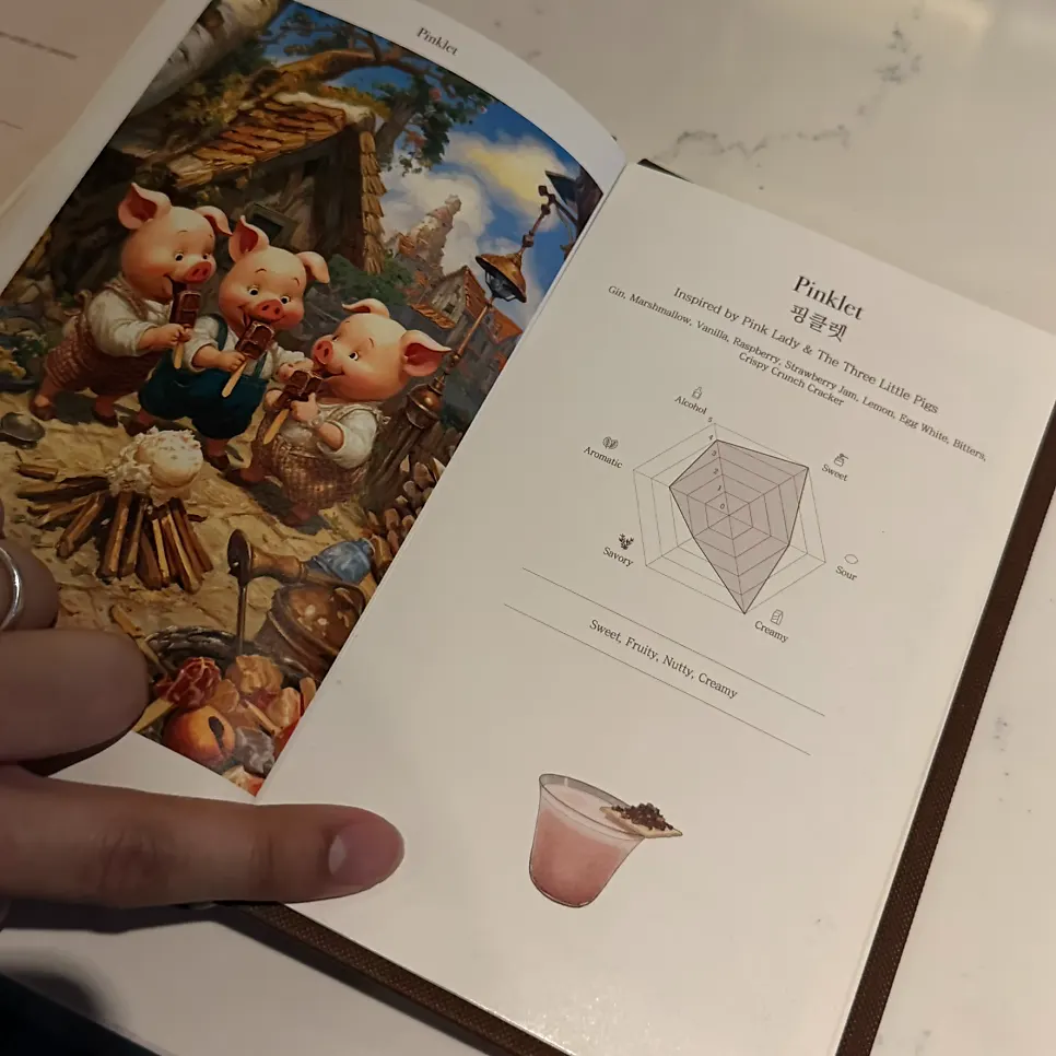 Description of the Pinklet cocktail on the menu