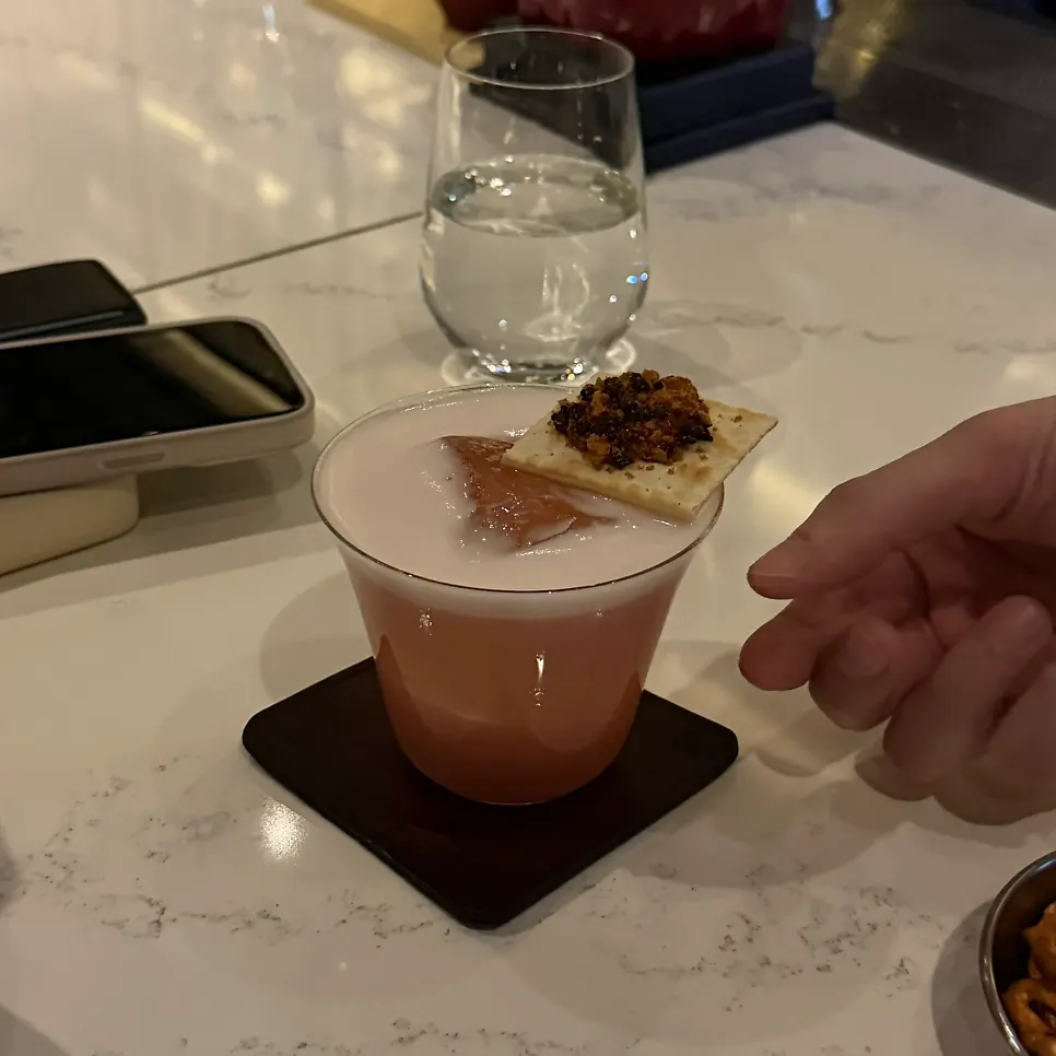 The pink-colored Pinklet cocktail at Bitters