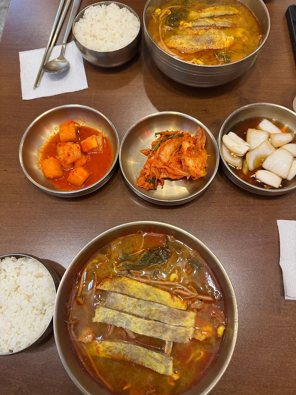 Table at Yukjeon Gukbap Seogyo Branch after finishing the meal