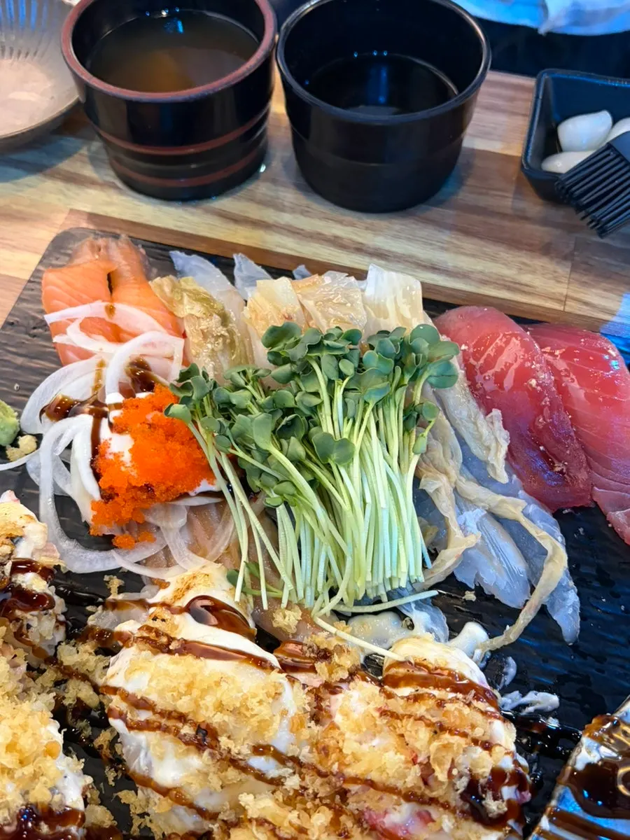 Tempura-crusted sushi with special sauce