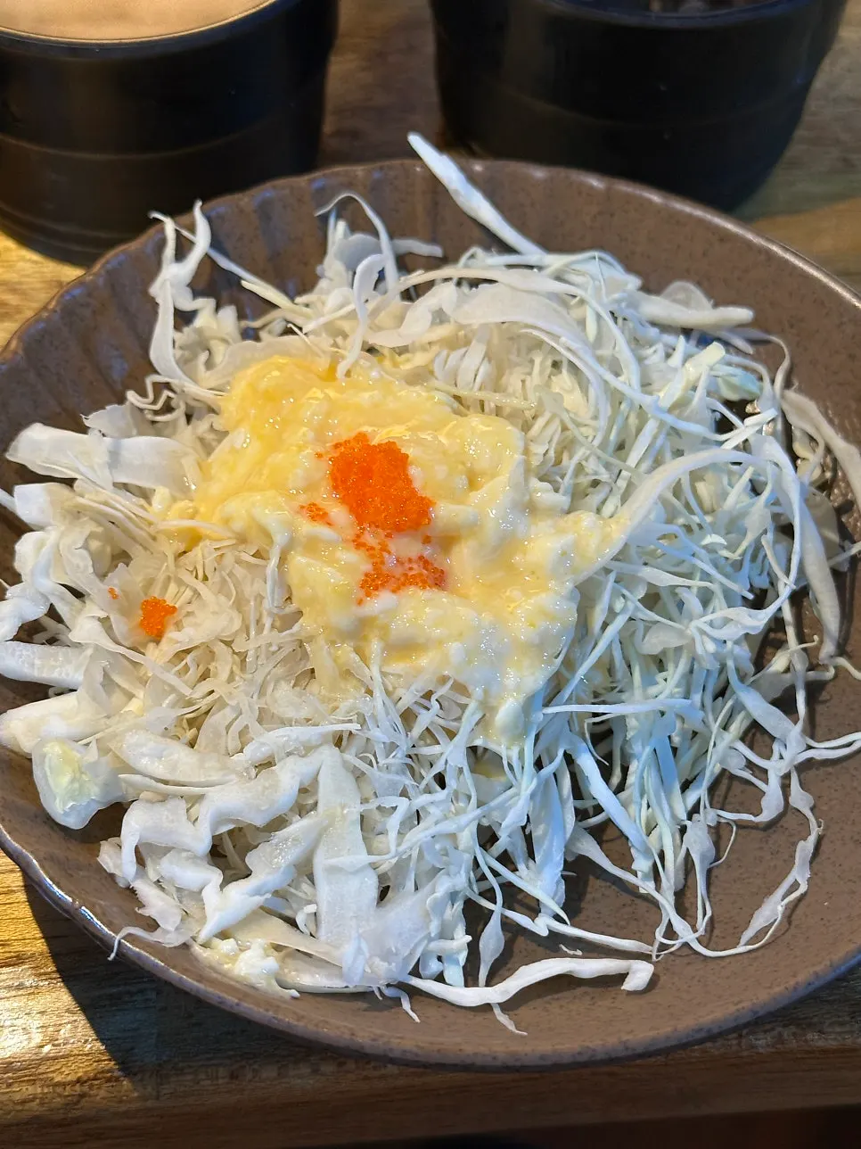 Basic table setting with salad, soba, and broth