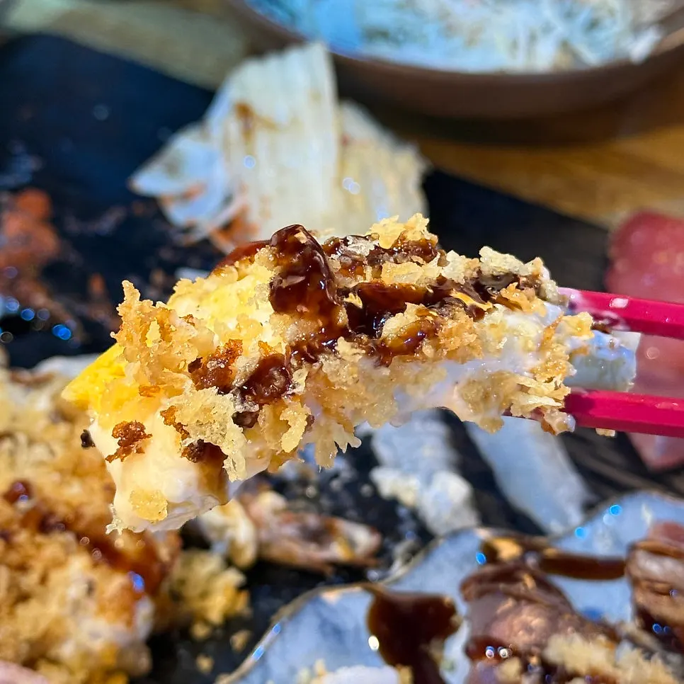 Baby octopus aburi and tamago aburi