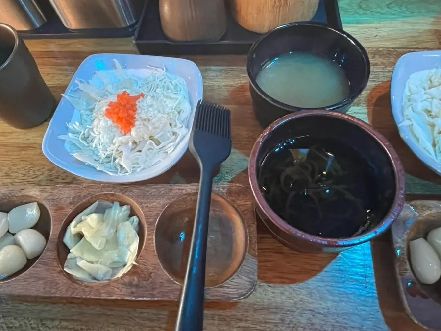 Salad and pickled radish served as basic side dishes