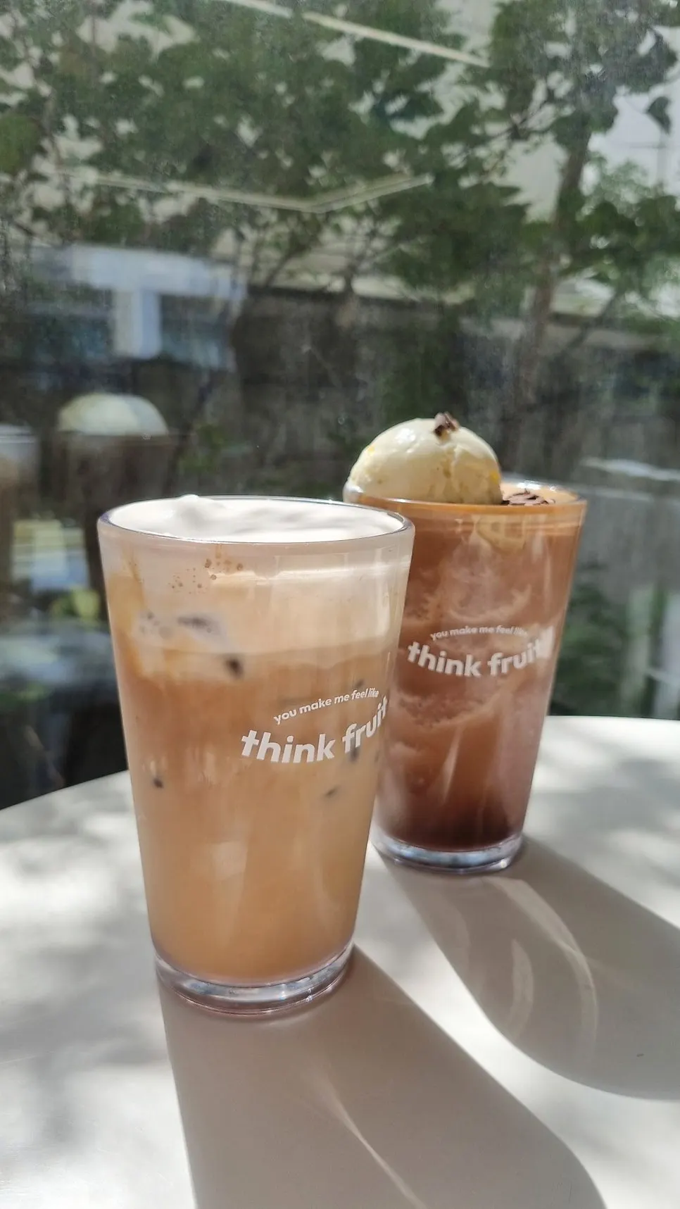 Two drinks placed on the table