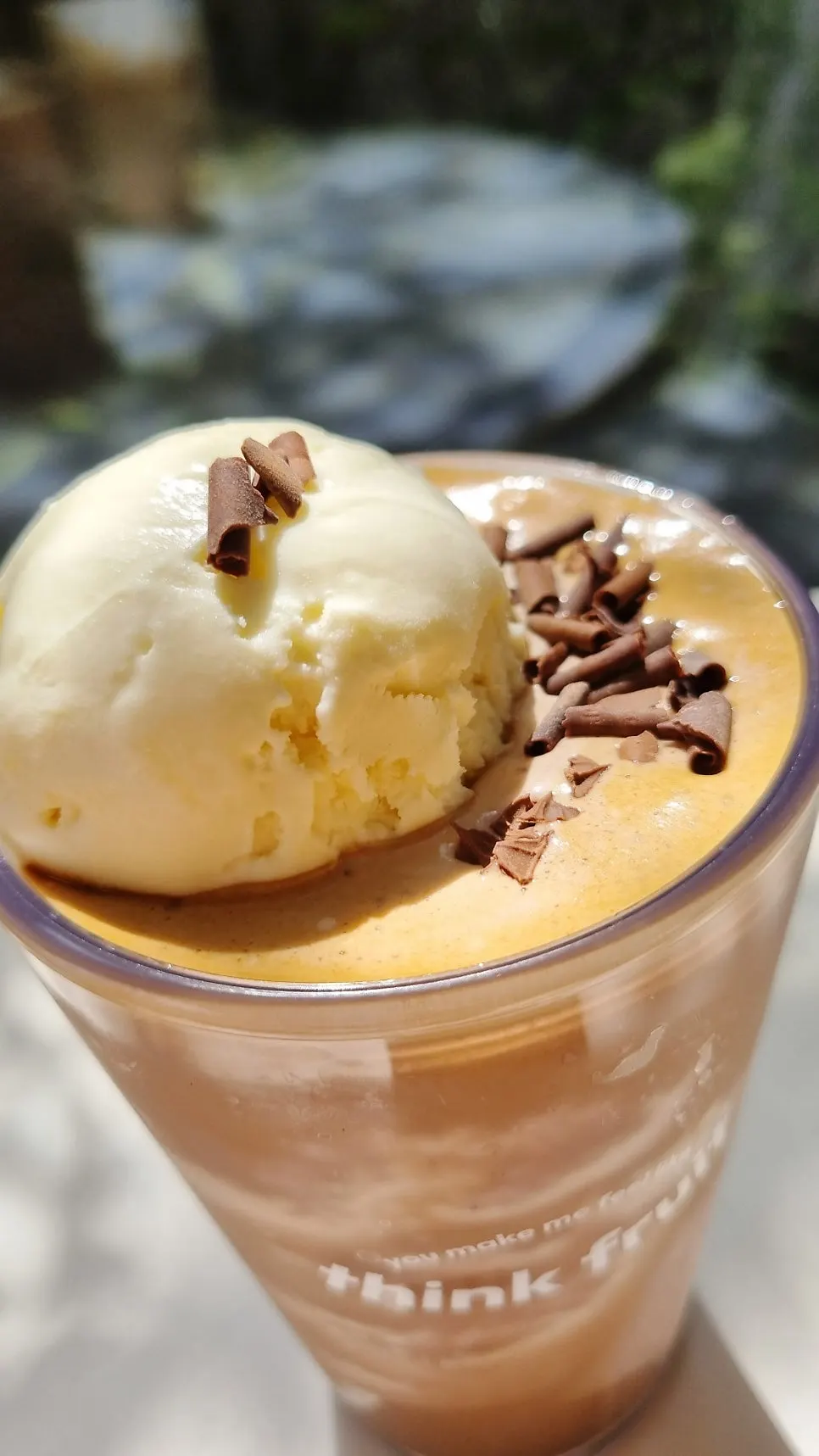 Choco-coffee slush topped with ice cream