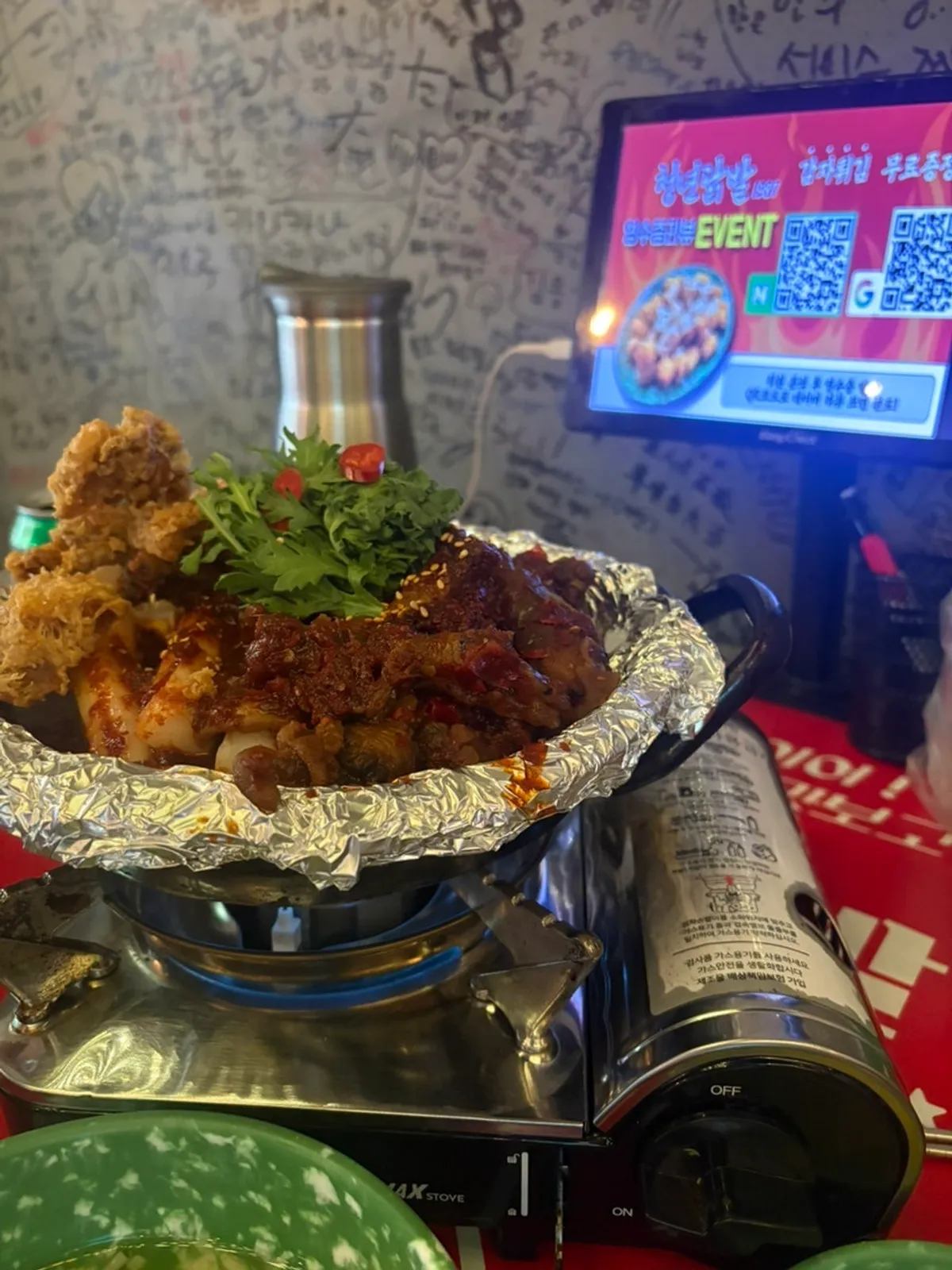 Full spread of chicken feet and sides at Cheongnyeon Dakbal 1987 Hongdae Branch