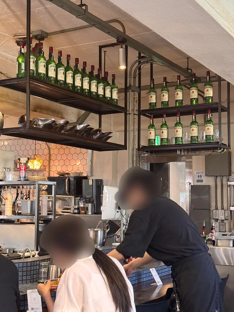 Interior combining bar tables and seating