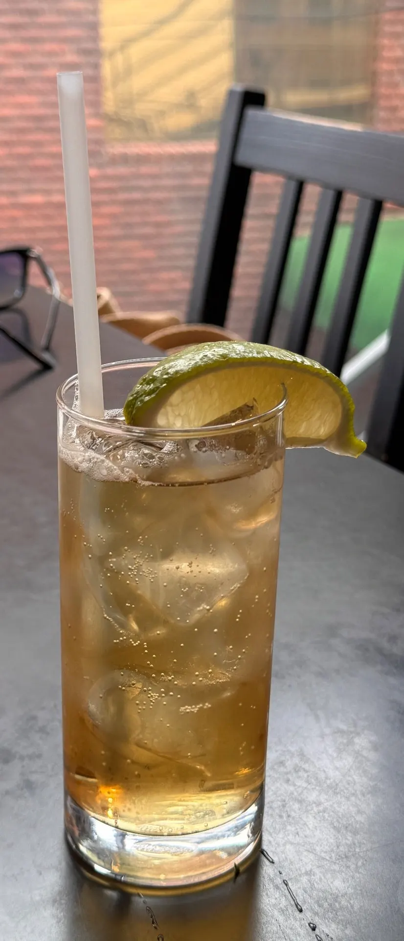 Lime highball served with teppanyaki