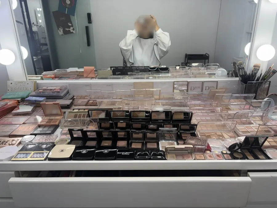Wedding makeup in progress