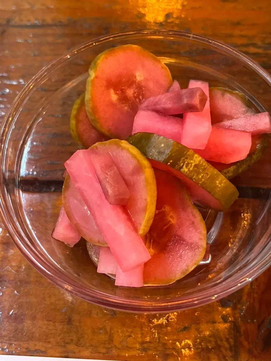 House-made cucumber and radish pickles