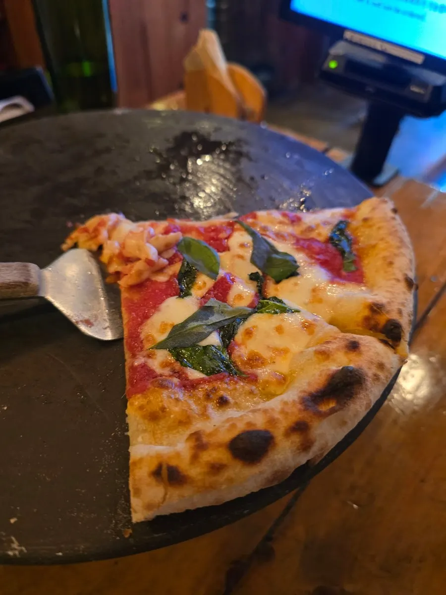 Cross-section showing the chewy wood-fired dough