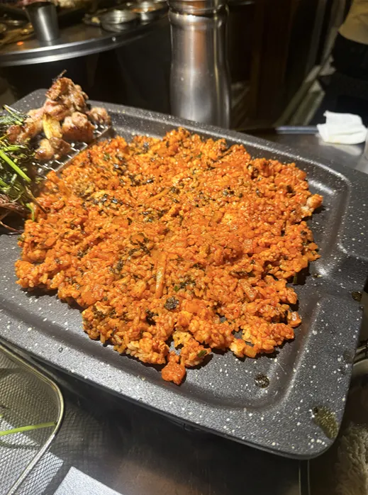 Kkakdugi kimchi fried rice on the grill