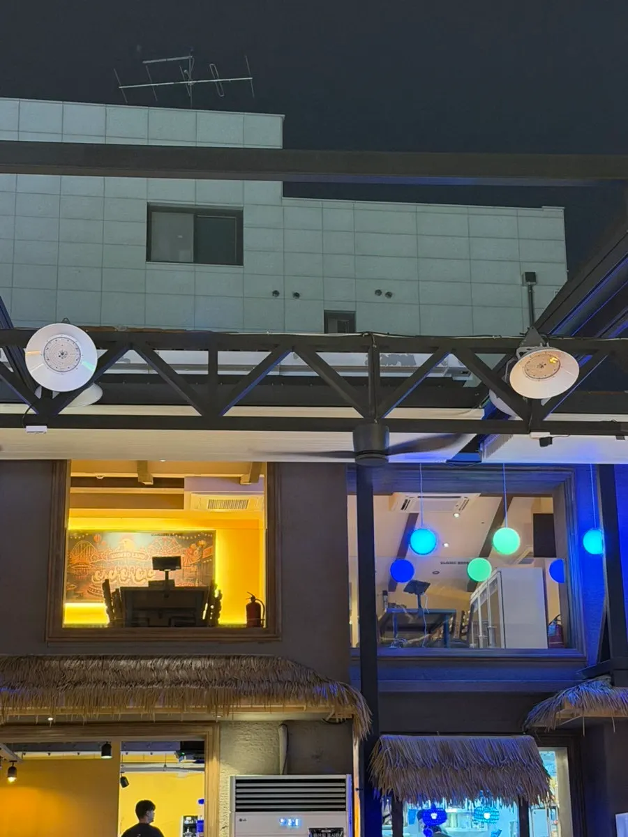 Evening view of Kkoko Land's outdoor seating