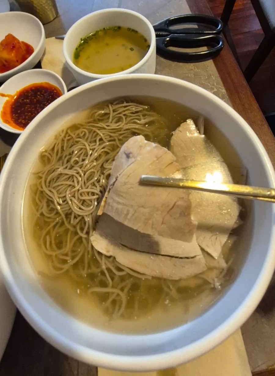 A bowl of Anok Pyongyang naengmyeon