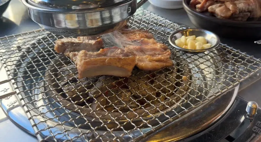 A perfectly browned piece of marinated rib