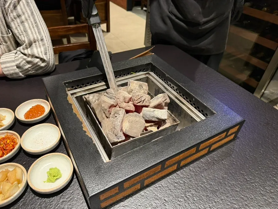 Charcoal brazier placed on the table