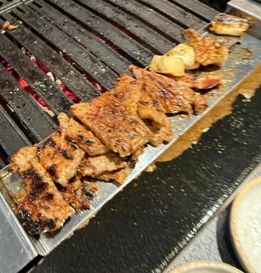 Seasoned beef short rib on the grill