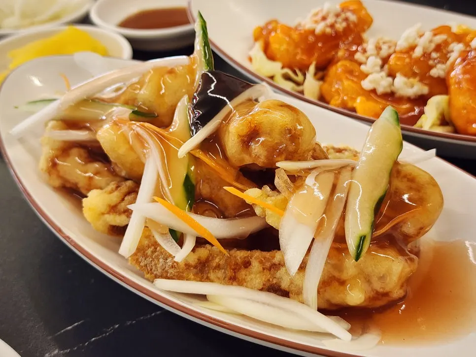 A plate of Hongmigwan's sweet and sour pork for two
