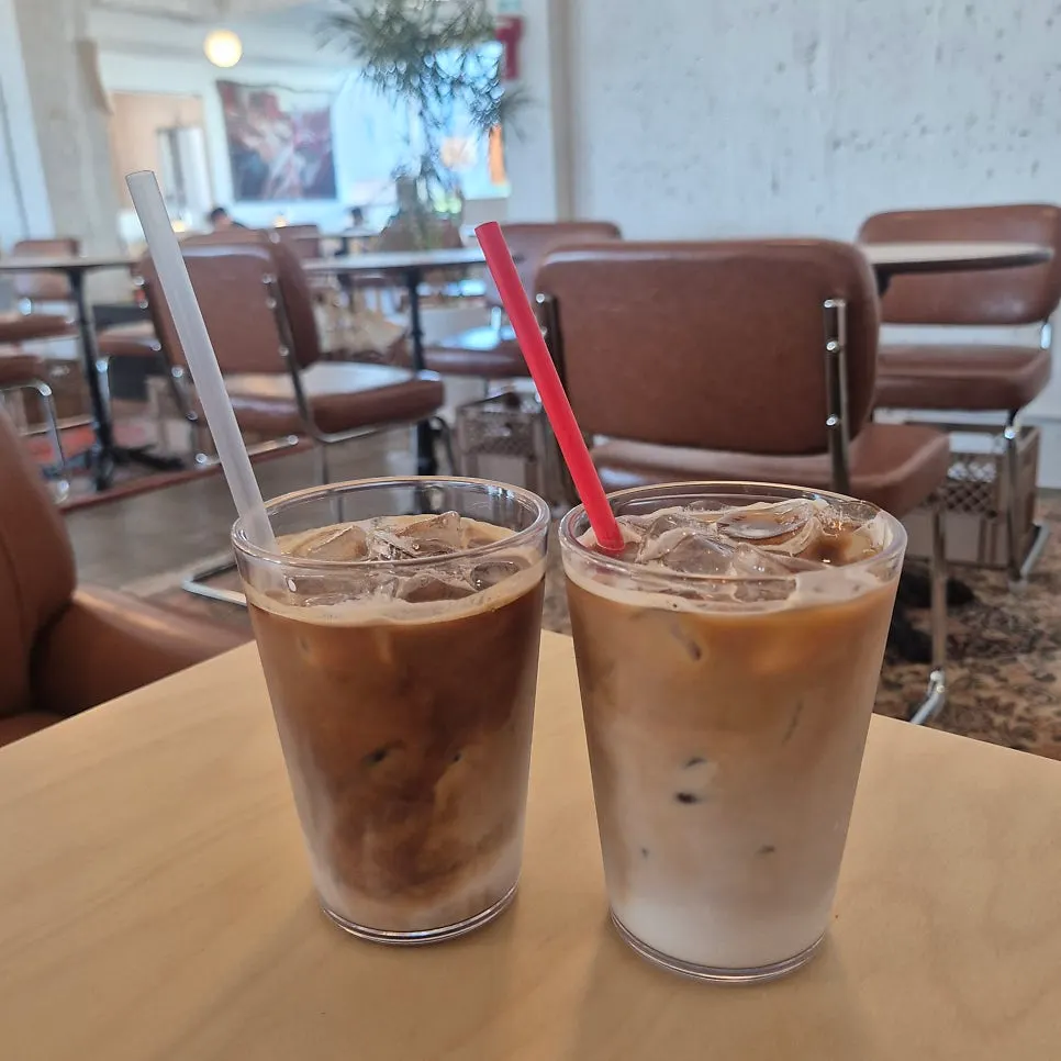 Latte and brownie arriving with the buzzer