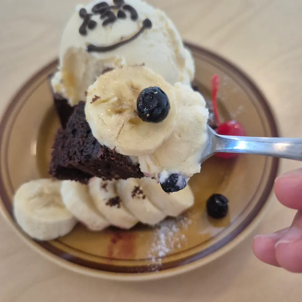 Close-up of the Hongrad Brownie topped with a cherry