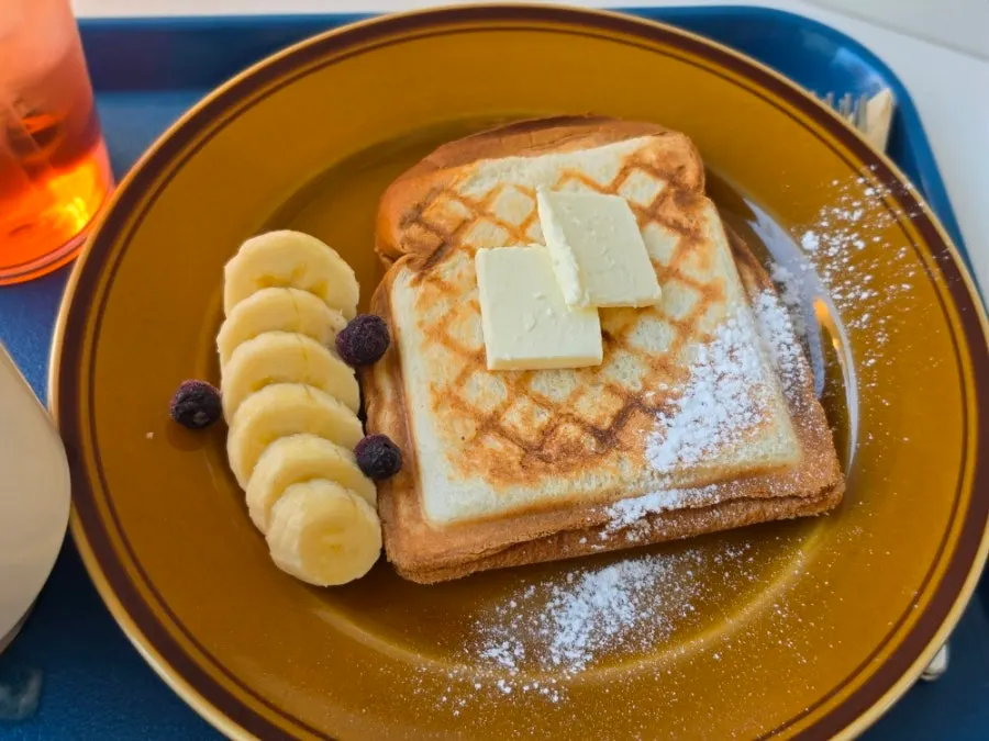 Kaya jam toast topped with kaya jam and unsalted butter
