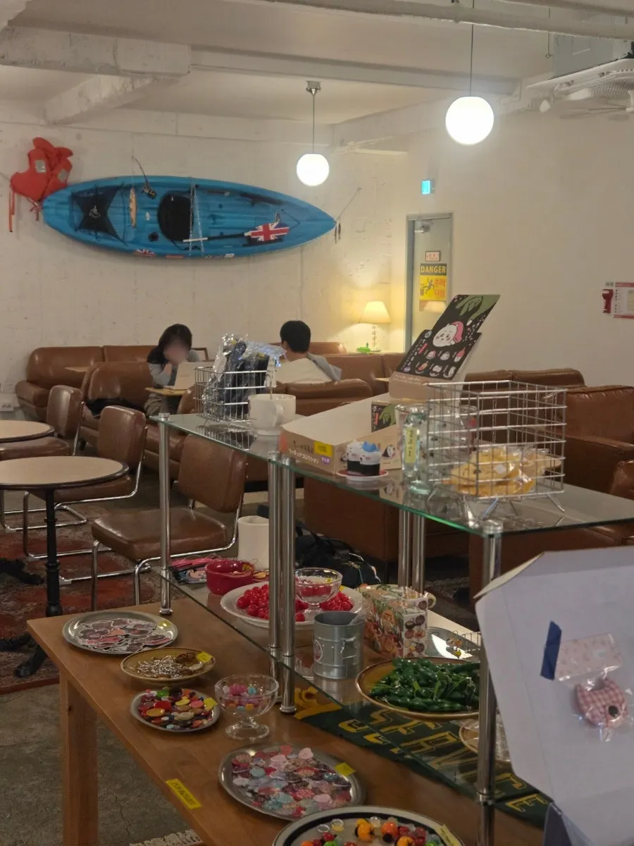 Cute props displayed around the café