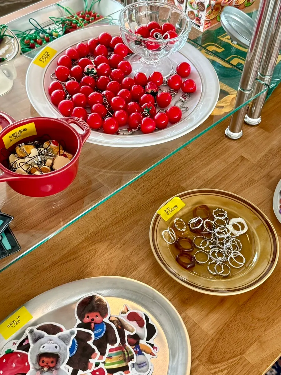 Display shelf of small items for sale in the café