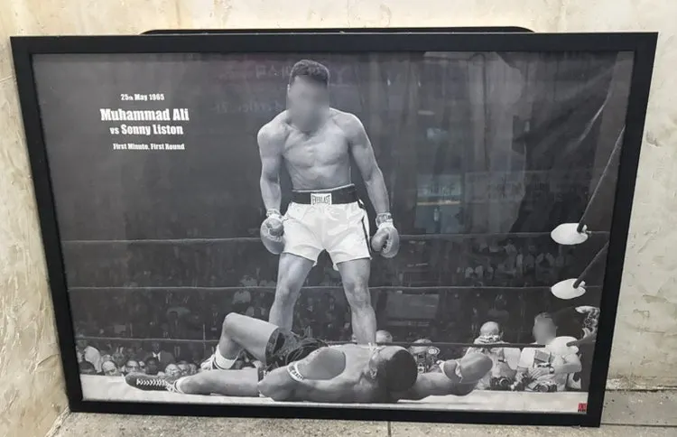 Boxing photo of Muhammad Ali on the wall