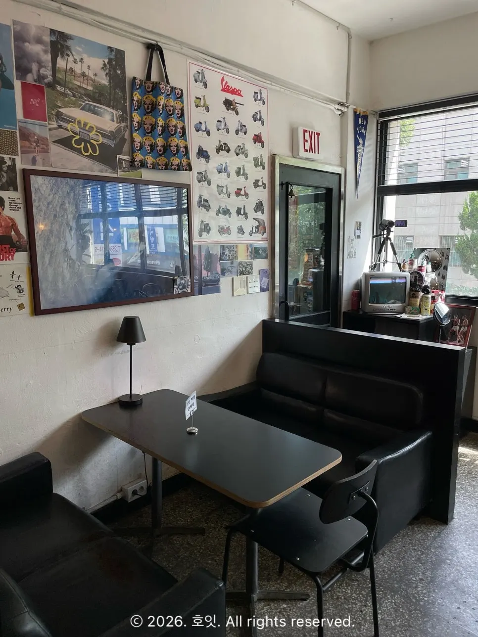 Sofa table seating near the café entrance